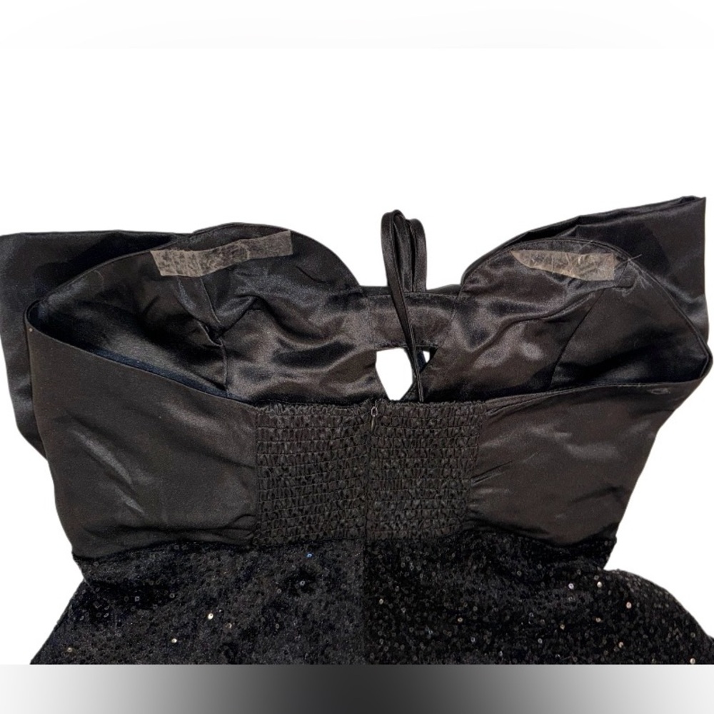 Y2K BLACK SATIN SEQUIN shorts romper party outfit women’s size large - Picture 6 of 13